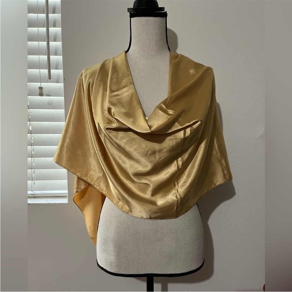 Satin Drape Cowl Neck Women's Top - Gold